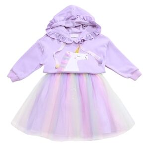 Lola + The Boys Purple Unicorn Hoodie And Skirt Set